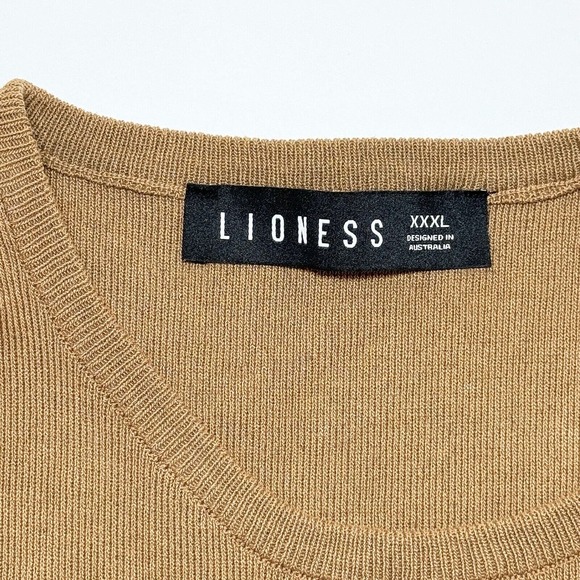 Lioness Military Minds Ruched Mini Bodycon Adjustable Tank Dress Sz XL, Camel - Picture 7 of 12